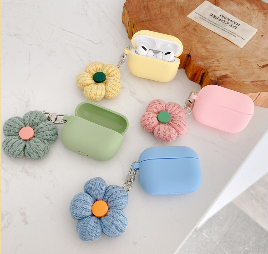 Knitted flower pendant silicone cases for Apple Airpods Pro 1 2 Bluetooth Wireless Earphone Case cover, White
Knitted flower pendant silicone cases for Apple Airpods Pro 1 2 Bluetooth Wireless Earphone Case cover, White