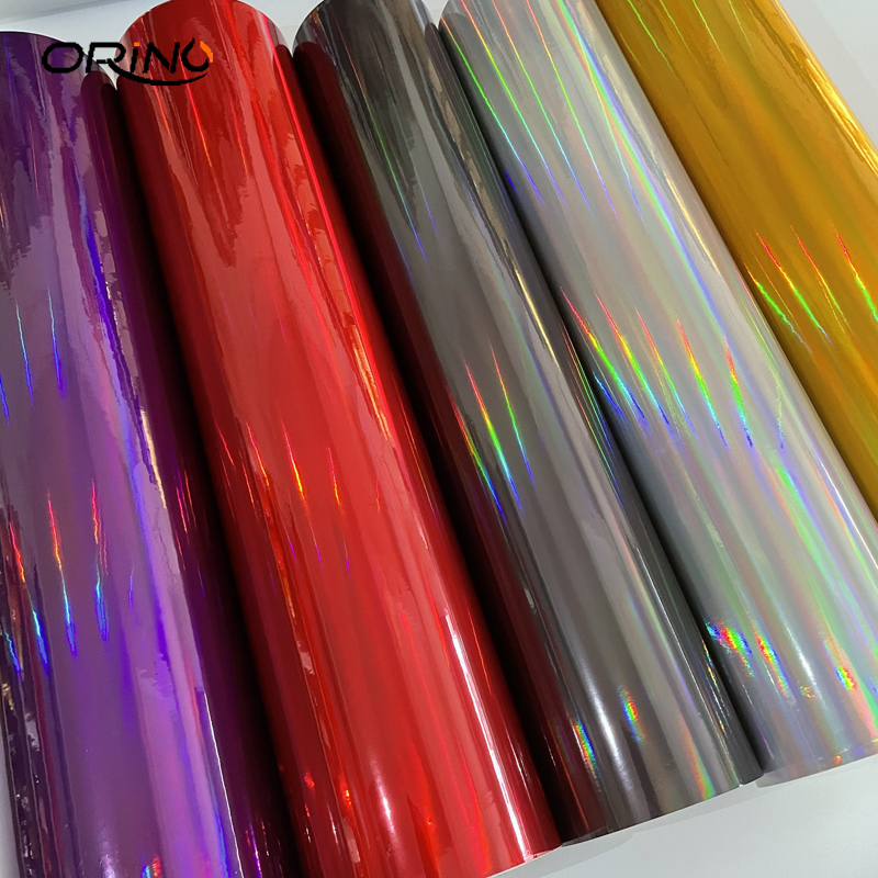 Black Holographic Chrome Vinyl Wrap Rainbow Finish Roll DIY Air-Release Adhesive Film Wrapping Foil