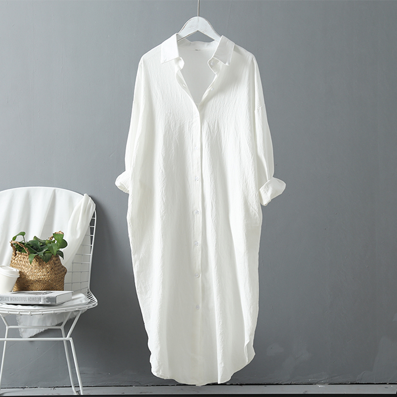 Casual Office Ladies Shirts Korean Fashion Long Sleeve Women Blouses Cotton Linen Turn-Down Collar Tops Blue White Long Shirt
Casual Office Ladies Shirts Korean Fashion Long Sleeve Women Blouses Cotton Linen Turn-Down Collar Tops Blue White Long Shirt