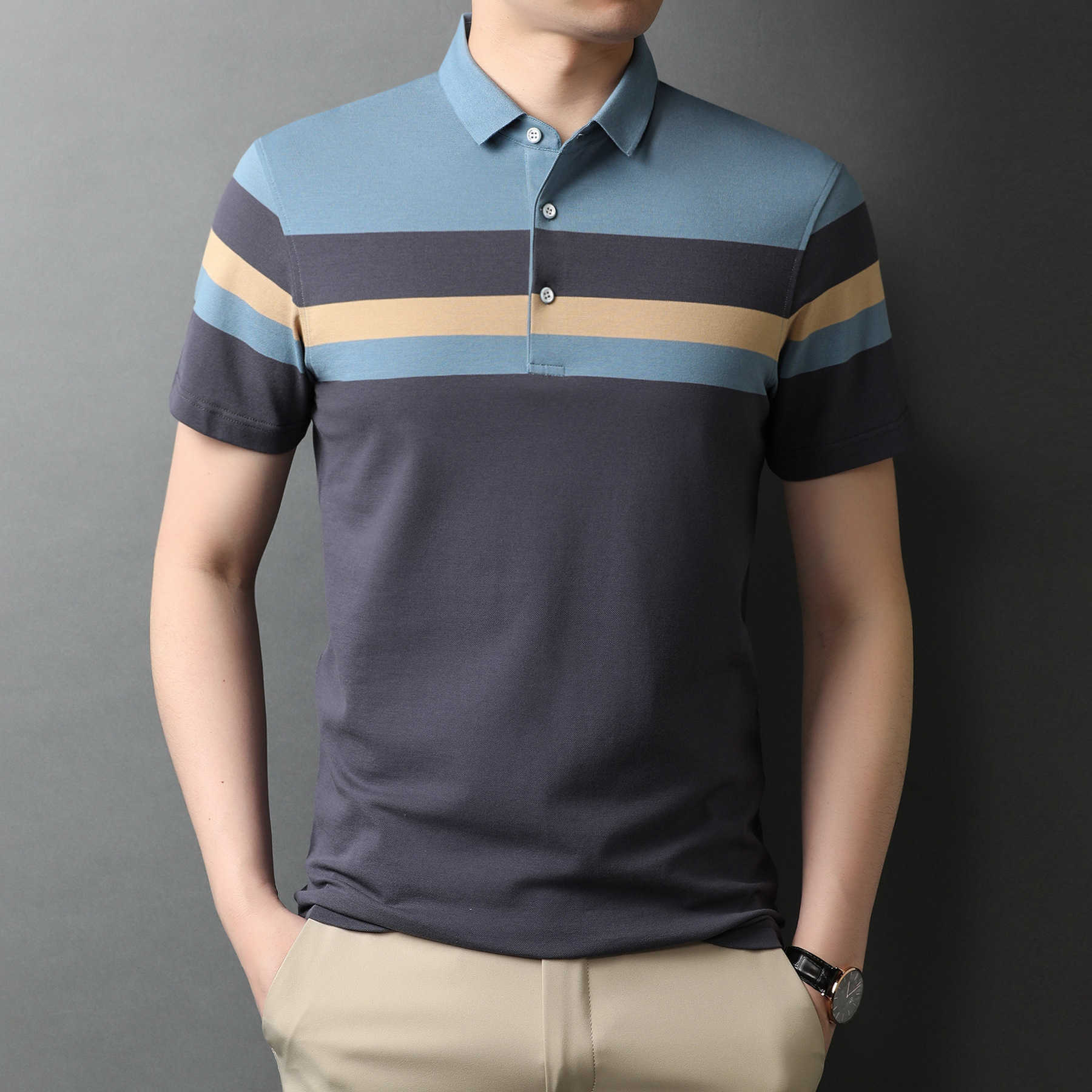 Striped men's Polo short sleeve Tshirt cotton Lapel casual shirt, 8811 orange
Striped men's Polo short sleeve Tshirt cotton Lapel casual shirt, 8811 orange