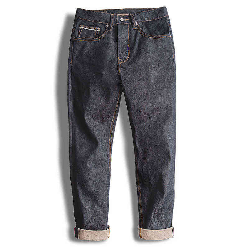 Maden Workwear Mens Blue Straight Jeans Sizes 28 To 38 Disposable Raw Woven Oversize Denim Jean Cotton Denim Pants Style 211120