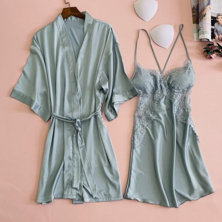 Women's Sleepwear Women Blue Lace Satin Kimono Robe Set Sexy Intimate Lingerie Summer Home Clothing Nightwear Casual Homewear LZ0I, Gray robe set b
Women's Sleepwear Women Blue Lace Satin Kimono Robe Set Sexy Intimate Lingerie Summer Home Clothing Nightwear Casual Homewear LZ0I, Gray robe set b