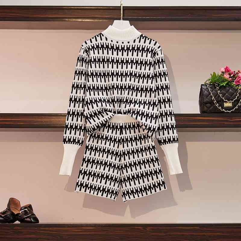 Tracksuit Women Pattern Jacquard Knitting Suits Spring Fall Half Turtleneck Long Sleeve Sweater and Shorts 2 piece Sets 210525, Black
Tracksuit Women Pattern Jacquard Knitting Suits Spring Fall Half Turtleneck Long Sleeve Sweater and Shorts 2 piece Sets 210525, Black