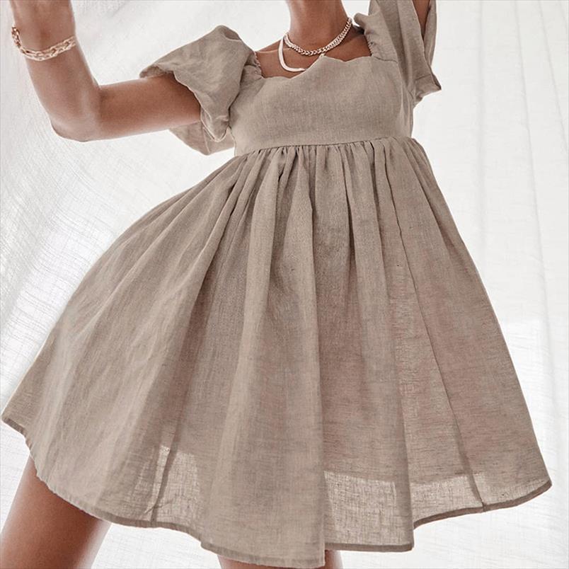sweet puff sleeve linen womens dress mini square collar solid high waist a line summer, Black;gray
sweet puff sleeve linen womens dress mini square collar solid high waist a line summer, Black;gray