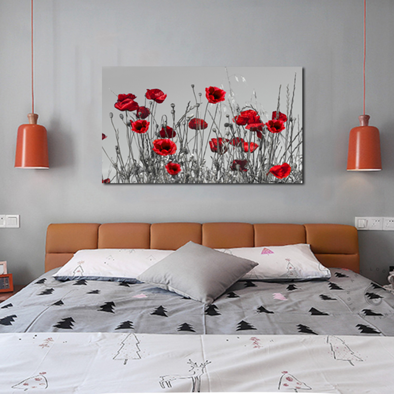 Canvas Paintings Modern Flowers Posters And Prints Red Poppies Pictures For Living Room Decoration No Frame