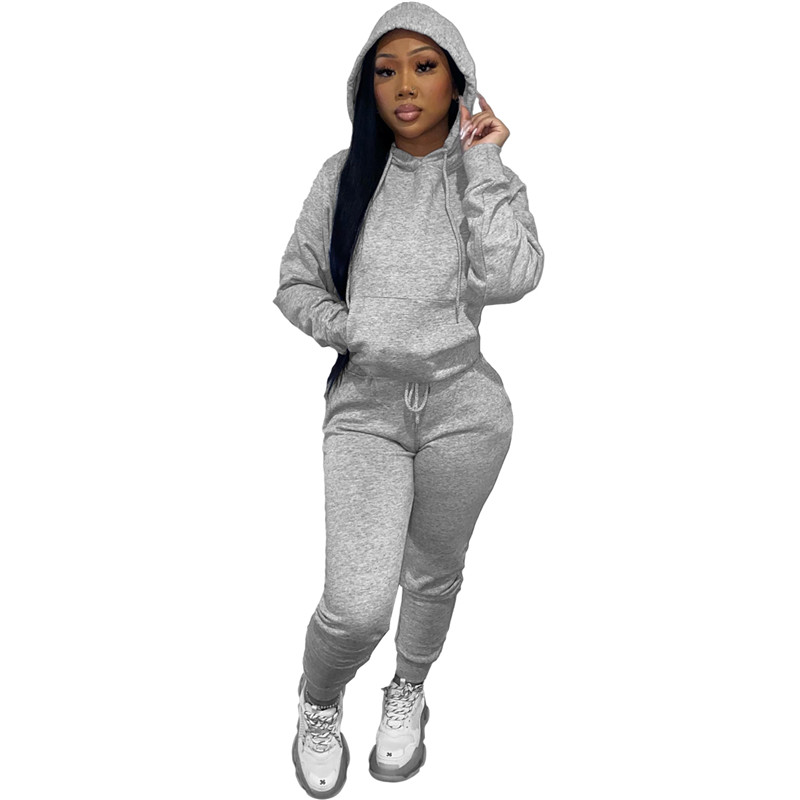 Fall Winter Jogger suits Women fleece tracksuits long sleeve hooded hoodie Sweatpants Two 2 Piece Sets Casual thick sweatsuits Wholesale sportswear Bu