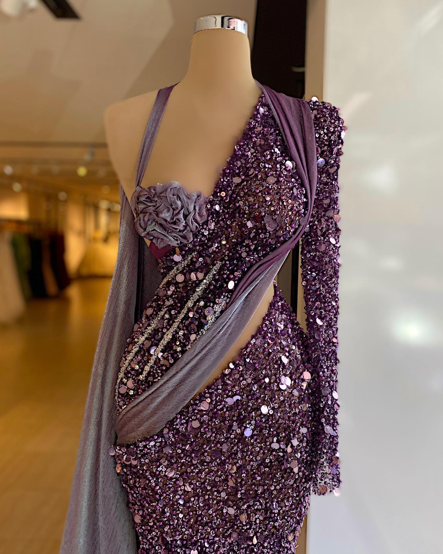 Custom Made Purple Sequined Evening Dresses for Women Beading V Neck Sexy Prom Gowns Formal Mermaid Dress