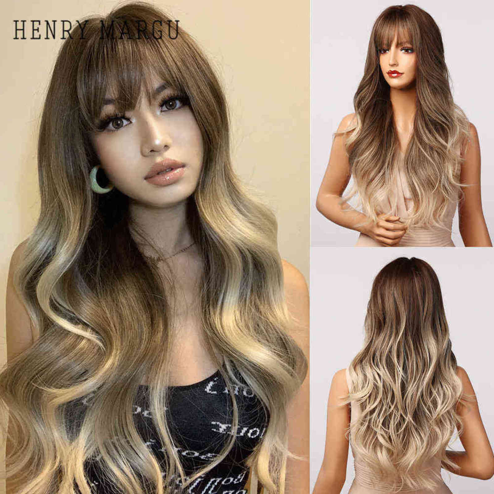 HENRY MARGU Long Brown Blonde Ombre Wavy Synthetic Wigs with Bangs Natural Hair for Women Heat Ristant Daily Cosplay Wig, Ombre color
HENRY MARGU Long Brown Blonde Ombre Wavy Synthetic Wigs with Bangs Natural Hair for Women Heat Ristant Daily Cosplay Wig, Ombre color