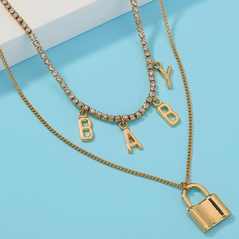 Chokers Wholesale Simple Cross Border Trendy Personality Geometric Lock Letter Baby Pendant Multi-Layer Necklace
Chokers Wholesale Simple Cross Border Trendy Personality Geometric Lock Letter Baby Pendant Multi-Layer Necklace