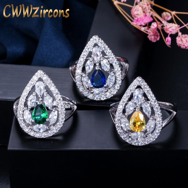 Wedding Rings CWWZircons Fashion Pear Shape Yellow Blue Green Cubic Zirconia Crystal Women Engagement CZ Jewelry R0903, Slivery;golden
Wedding Rings CWWZircons Fashion Pear Shape Yellow Blue Green Cubic Zirconia Crystal Women Engagement CZ Jewelry R0903, Slivery;golden
