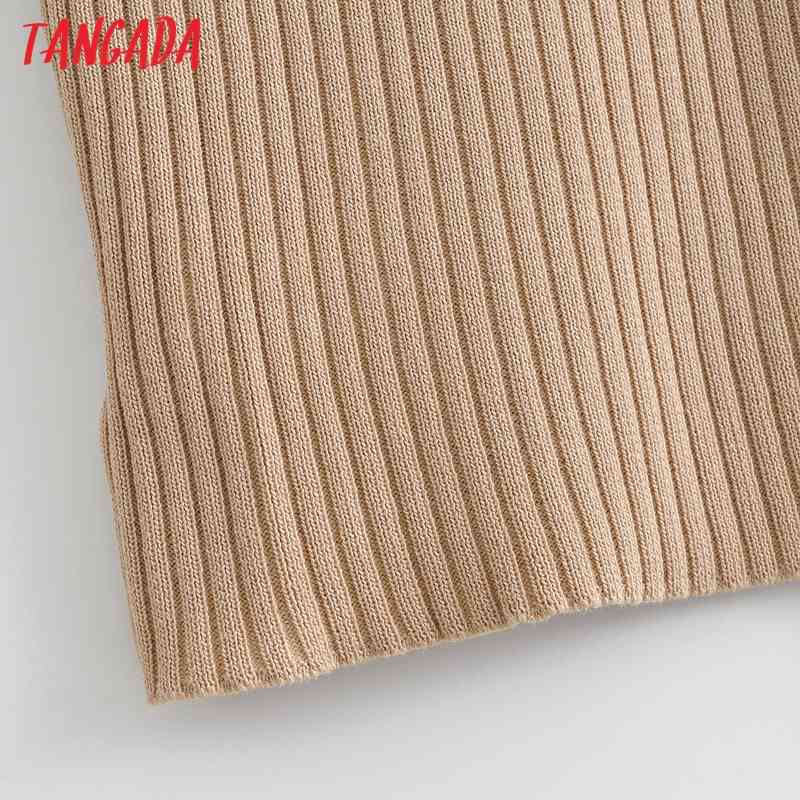 Women Elegant Knit Midi Skirt Faldas Mujer Vintage Strethy Waist Ladies Chic Mid Calf Skirts AI45 210416