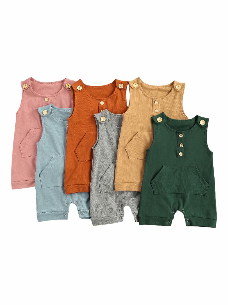 Jumpsuits Infant Baby Girls Solid Color 100% Cotton Romper, Sleeveless O-neck Short Jumpsuit With Large Pocket For Summer, Blue
Jumpsuits Infant Baby Girls Solid Color 100% Cotton Romper, Sleeveless O-neck Short Jumpsuit With Large Pocket For Summer, Blue
