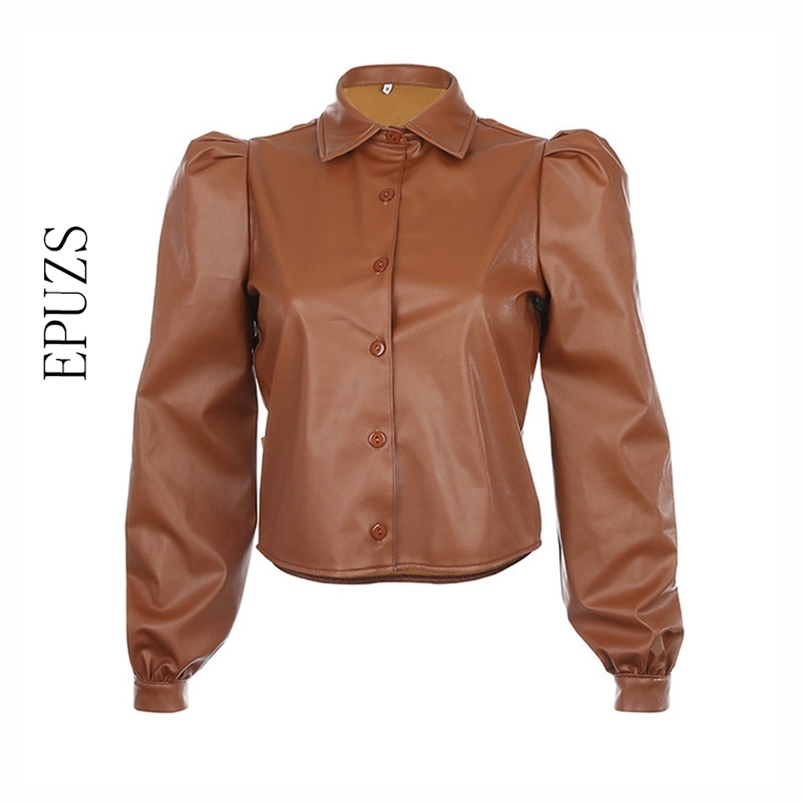 black PU faux leather shirt women korean puff sleeve bouse streetwear lady tops casual 210521, Gray
black PU faux leather shirt women korean puff sleeve bouse streetwear lady tops casual 210521, Gray