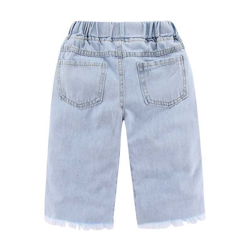 Mudkingdom Sparkly Sequin Girls Crop Jeans Fashion Wide Leg for Girl Summer Clothes Elastic Waist Toddler Cropped Denim Pants 210615