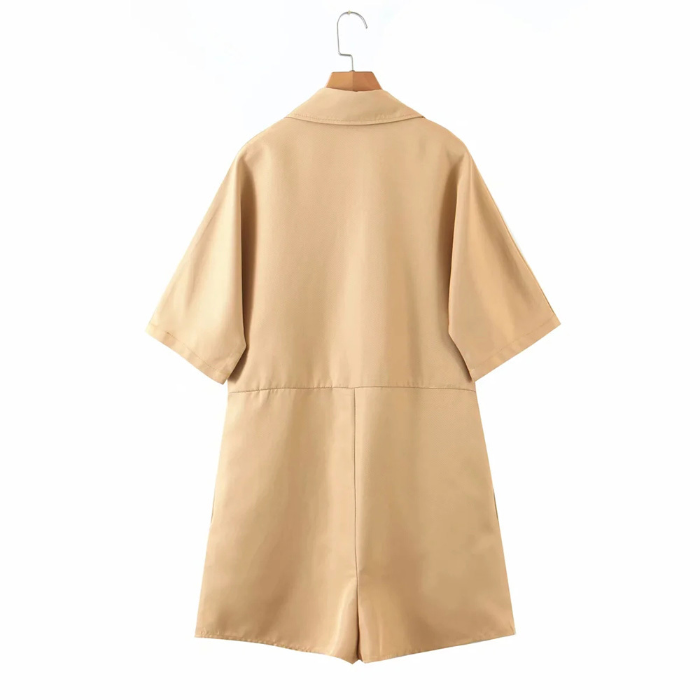 BBWM Summer Women Jumpsuits Fashion Loose Short Sleeve Solid Lapel Female Casual Jumpsuits Chic Plus Size Women Clothing 210520