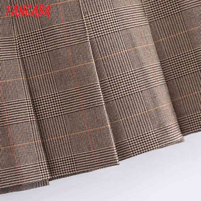 Women's Plaid Pattern Blazer Spring Fashion Suit 2 Piece Set Coat and Skirt 3H219 210416