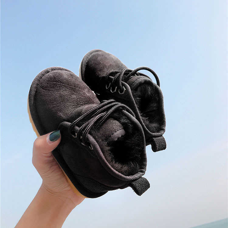 Winter Children Genuine Leather Shoes Kids Snow Boots Baby Winter Sheepskin Fur Booties Girls Boys Waterproof Botas Footwear H0828