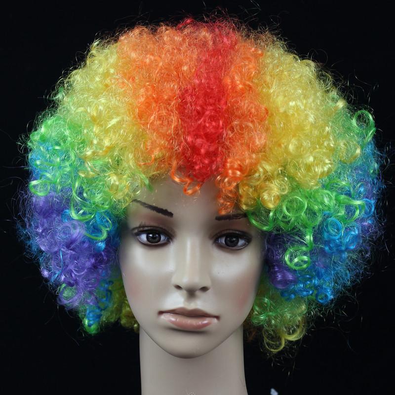Party Hats Funny Fluffy Wavy Curly Clown Wig Explosive Head For Disco Birthday Christmas Halloween Dress Performance Decor Prop