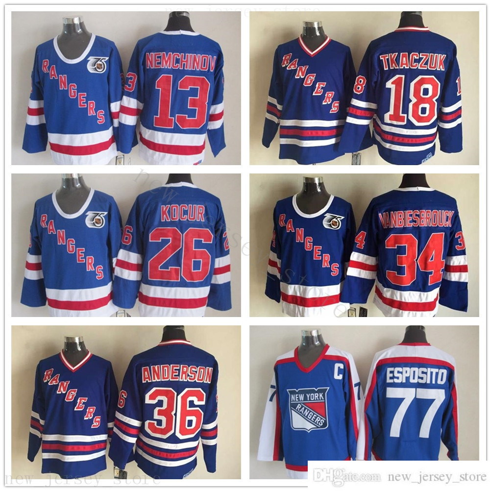 Vintage CCM Stitched 75th Hockey 13 Sergei Nemchinov Jerseys 18 Walt Tkaczuk 26 Joe Kocur 34 John Vanbiesbrouck 36 Anderson Esposito Jersey, As picture
Vintage CCM Stitched 75th Hockey 13 Sergei Nemchinov Jerseys 18 Walt Tkaczuk 26 Joe Kocur 34 John Vanbiesbrouck 36 Anderson Esposito Jersey, As picture