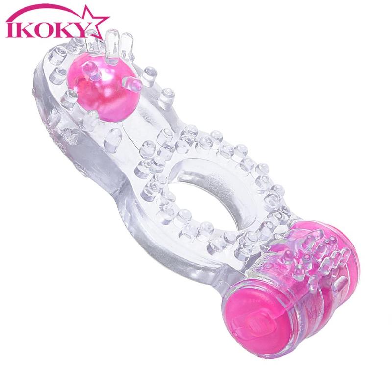 

Cockrings IKOKY Male Vibrating Ring Adults Products Sex Toys For Men Dual Pleasure Penis Vibrator Cock Silicone Clit Stimulator