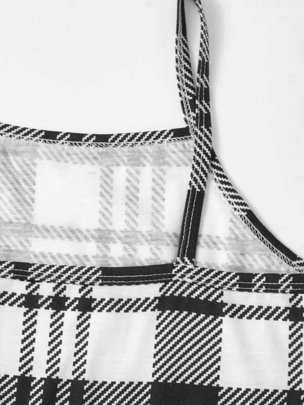 Girls Plaid Print Cami Dress SHE02