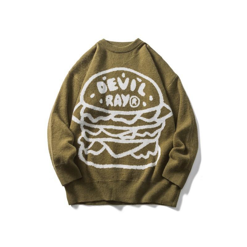 Men's Sweaters Cool Design Cartoon Hamburger Jacquard Vintage Men Stylish Knitted Sweater Mustard Green Casual Kpop Women Pullover Ropa Homb, White;black
Men's Sweaters Cool Design Cartoon Hamburger Jacquard Vintage Men Stylish Knitted Sweater Mustard Green Casual Kpop Women Pullover Ropa Homb, White;black