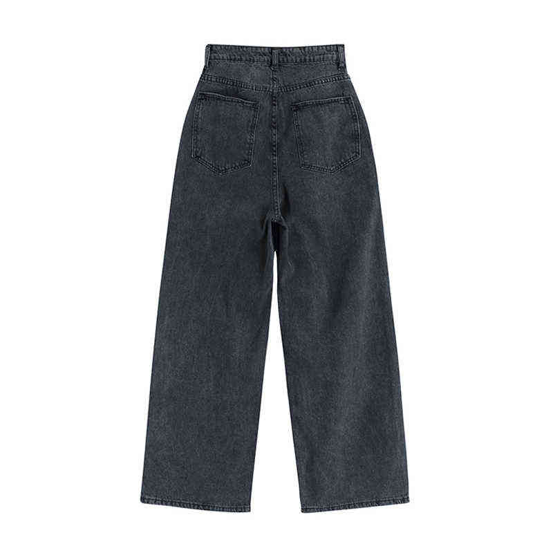 Spring Fashion Ins Street Hip-hop Printing Wash Jeans Loose Casual Denim Wide Leg Pants Woman Long Trousers 211111