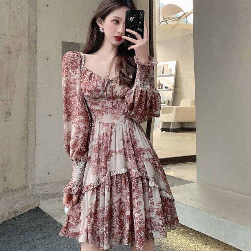 Elegant Floral Sweet Dress Women Retro Puff Sleeve Chiffon High Waist Party Casual Dress Female Summer 210518, Picture color
Elegant Floral Sweet Dress Women Retro Puff Sleeve Chiffon High Waist Party Casual Dress Female Summer 210518, Picture color