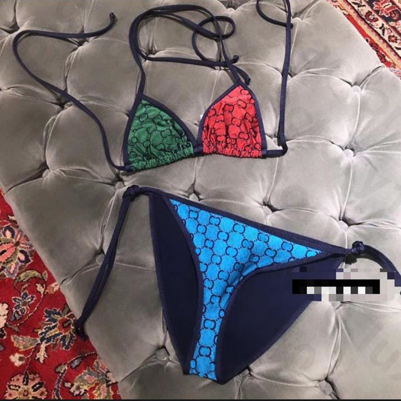 2021 Newest Style Two-piece Bikini Novelty Contrast Color Women's Swimwear Special Stylish Plaid Pattern High Leg Thong Bikinis Set Beach Party C