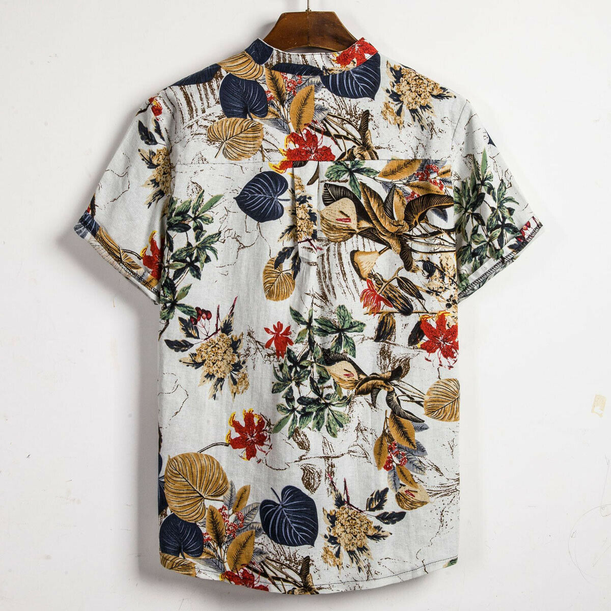 Linen Short Sleeve Shirt Men Summer Floral Loose Baggy Casual Hawaii Holiday Beach Shirt Tee Tops Buttons Blouse National Style 210410