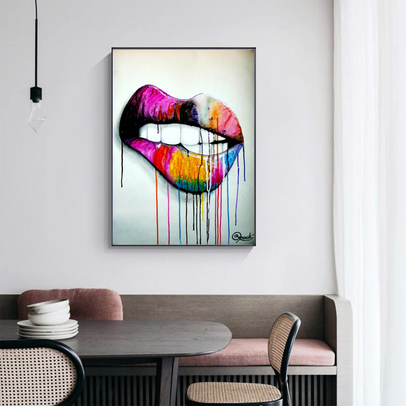 Pop Art Watercolor Mouth Decorative Paintings For Living Room Wall Canvas Print Abstract Picture Poster Unframed