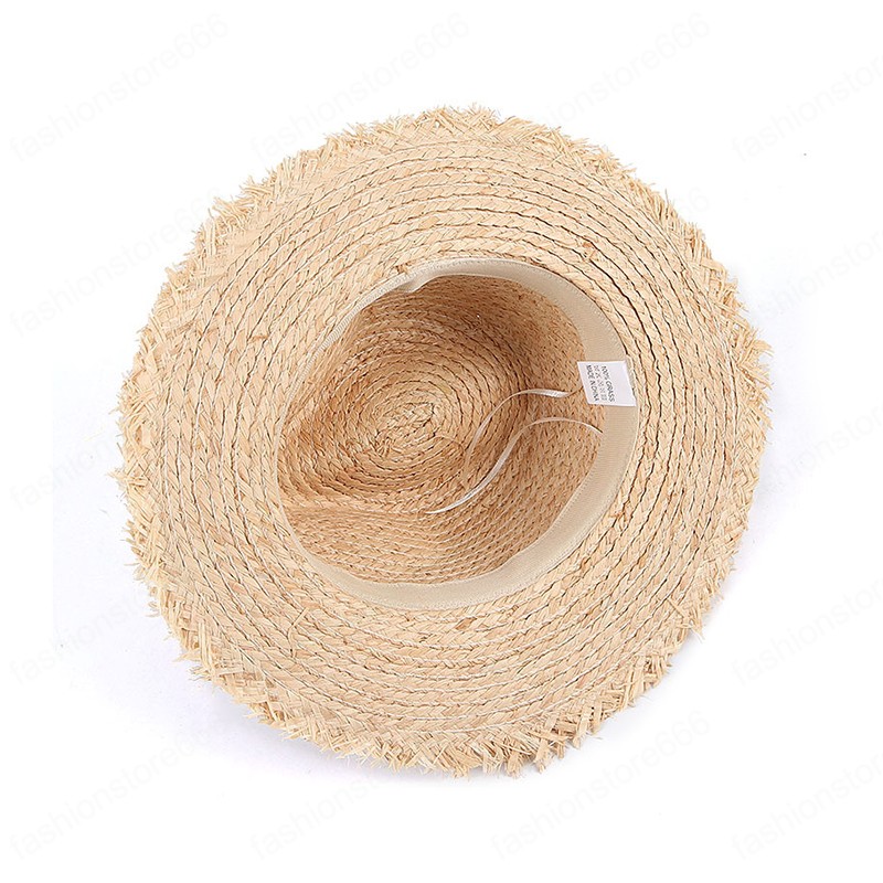 2021 Jazz Raffia Straw Hats Summer Women's Beach Cap Protection Visor Wide Brim Panama Floppy Sun hat
