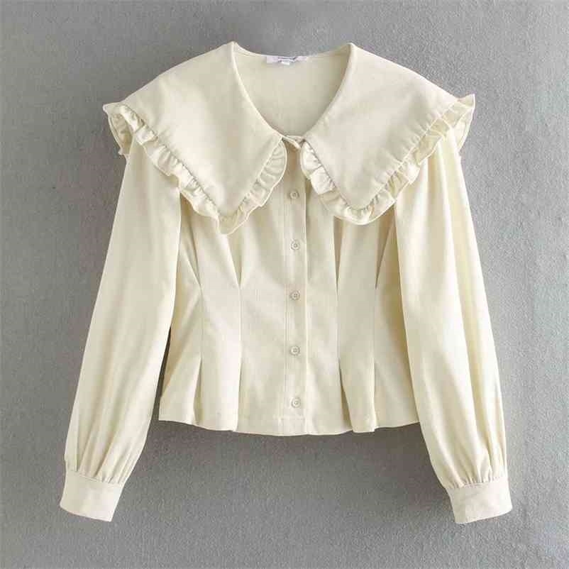 Fashion Spring women Corduroy generous collar shirt Long sleeve buttons Slim summer t shirts for female 210524, Creamy-white
Fashion Spring women Corduroy generous collar shirt Long sleeve buttons Slim summer t shirts for female 210524, Creamy-white