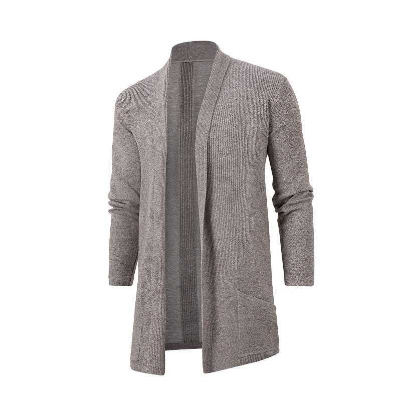 2021 Spring and Autumn Men's Mid-length Korean Slim Trench Coat Men's Knitwear Large Size All-match Casual Cardigan Jacket Y0907