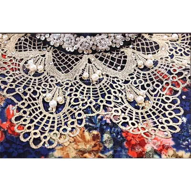 Women Elegant Fashion Lace Casual Women Blouse Diamond Beaded Lace Chiffon Shirt Women Clothes Top 3115 SH190829