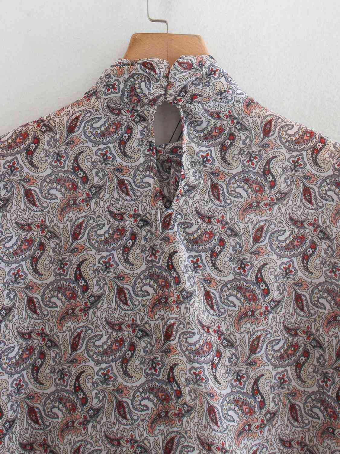 Elegant Tie bow collar Paisley Floral Print Chiffon Shirt Retro Woman Loose Long sleeve Blouse Sweet Tops Blousas 210429