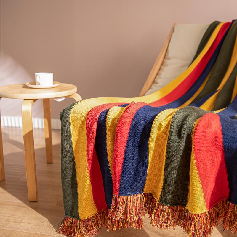 Cotton Tassel Blanket, Bohemian Style, Can Be Used As Shawl, Available Indoors And Outdoors, Easy To Carry Blankets