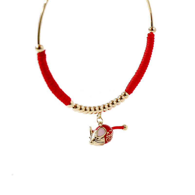 Charm Bracelets 56 Year Mouse Benmingnian Hand Woven Red Rope Open and Personalized Lovers