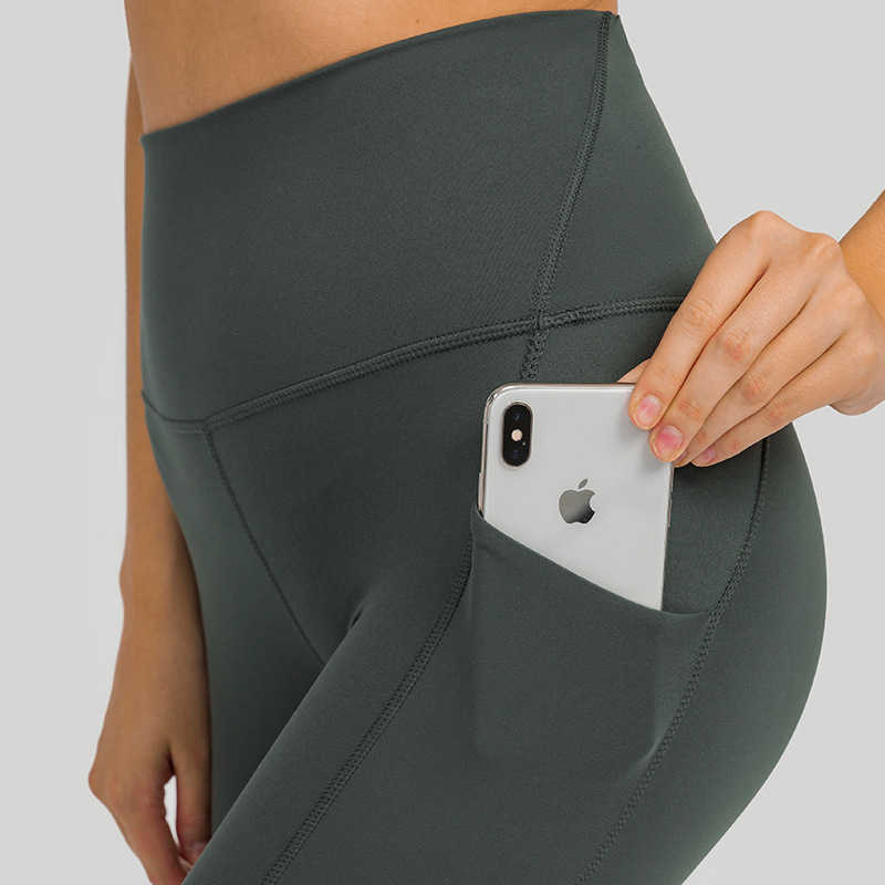 Soft Waxy Skin Friendly Yoga Pants Side Pocket Slim Fitness Running Sports Gym Clothes Women Leggings Full Length Tight Trouses