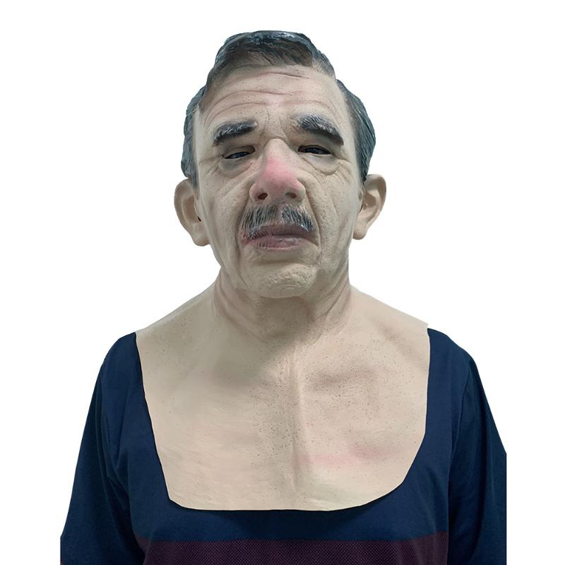 Party Masks Grandfather's Latex Scary Full Head Cosplay For Halloween Wig Old Man Mask Bald Horror Funny