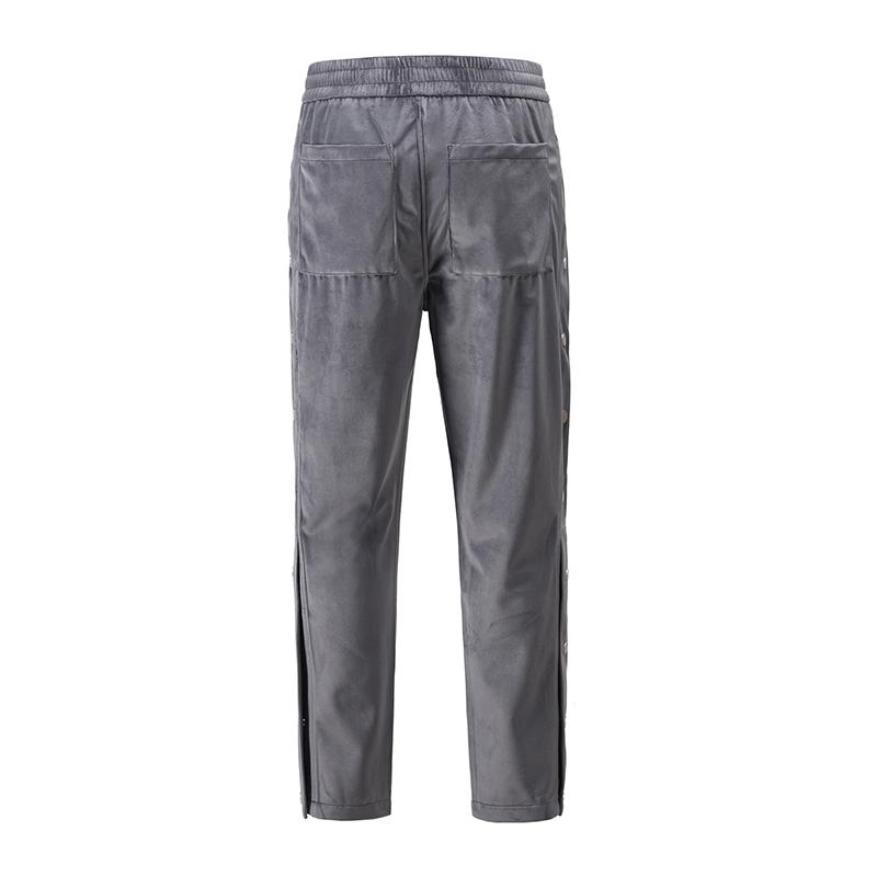 Side Button Velvet Solid Sweatpants Mens Straight Ankle Zipper Baggy Casual Track Pants Streetwear Elastic Waist Loose Trousers Men's