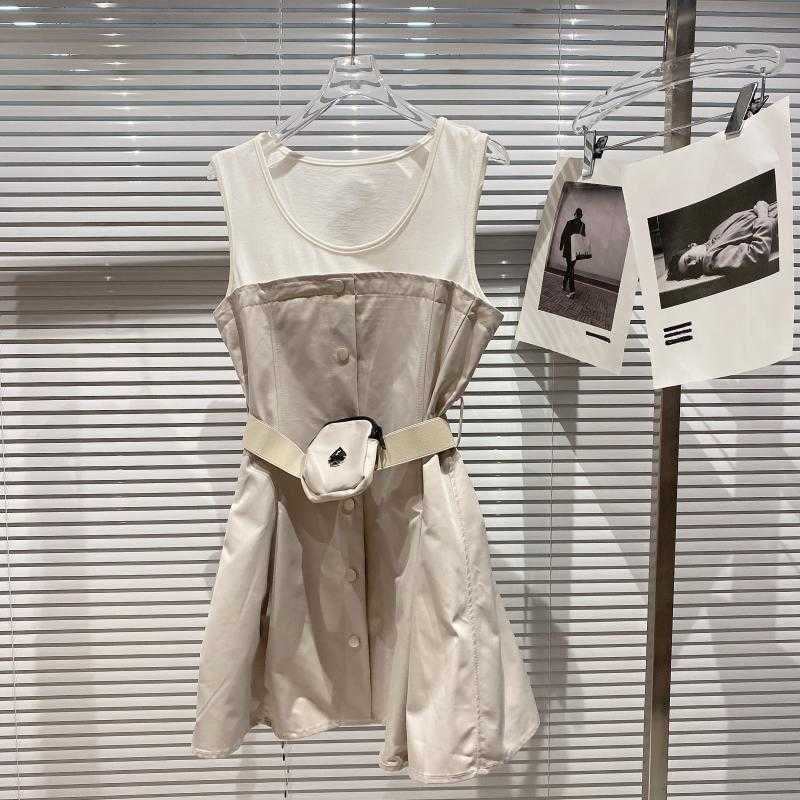 DEAT Women Patchwork Sling Dress Lapel Neck Short Sleeve Arrivals Lady Sexy Temperamnet Fashion Spring Summer 11D1934 210709