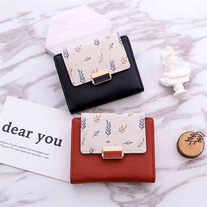New women's short small fresh color matching leaf printing wallet trend lovely Wallet, Green
New women's short small fresh color matching leaf printing wallet trend lovely Wallet, Green