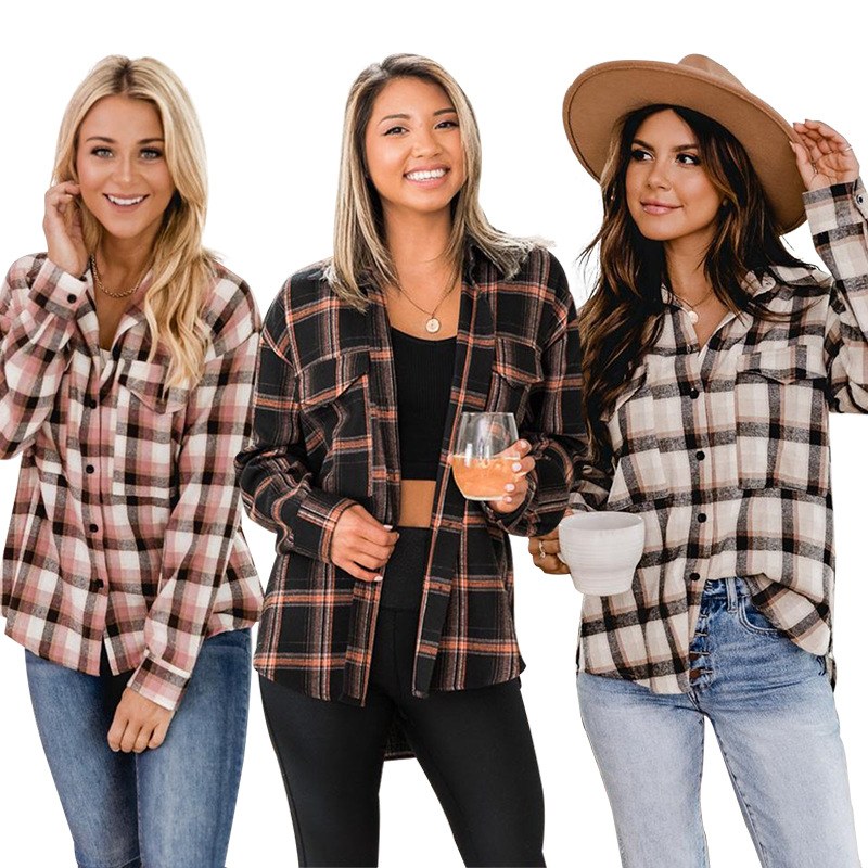 Color Plaid Loose Long-sleeved Shirt Women's Fall Urban Casual Plaid Shirt, White
Color Plaid Loose Long-sleeved Shirt Women's Fall Urban Casual Plaid Shirt, White
