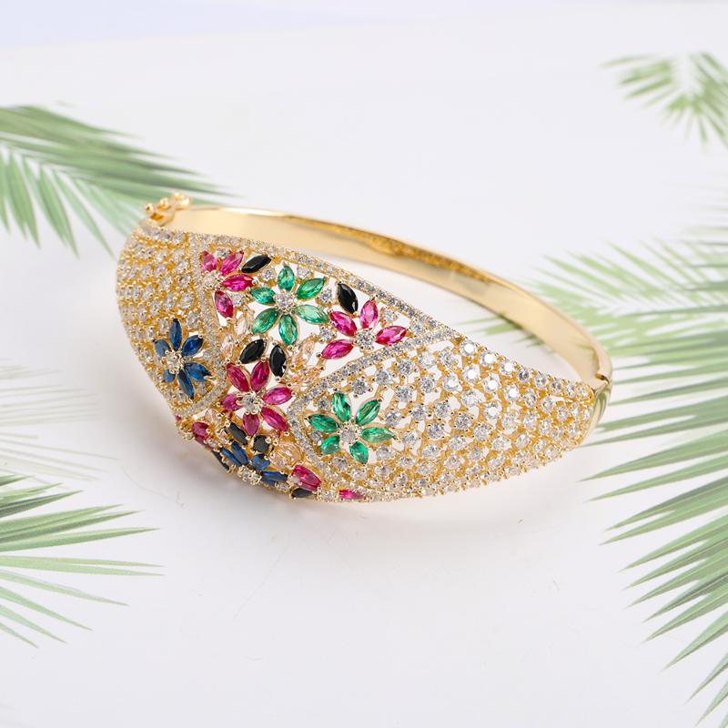 Bangle TIRIM Colorful Cubic Zircon Flowers Bracelet Luxury Shining Temperament Wedding Party Zirconia Jewelry Accesso 
Bangle TIRIM Colorful Cubic Zircon Flowers Bracelet Luxury Shining Temperament Wedding Party Zirconia Jewelry Accesso