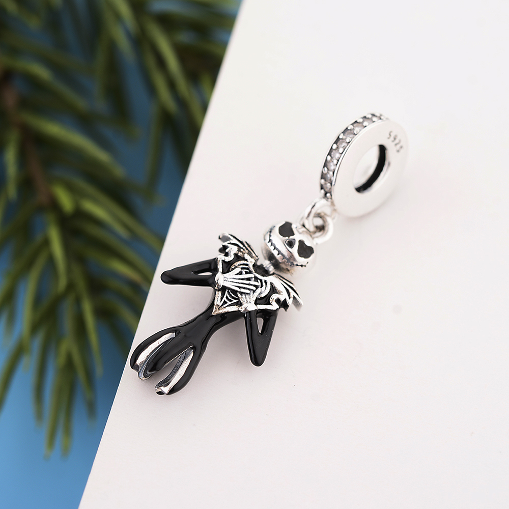 Fit Original Brand Charm Bracelet Authentic 925 Sterling Silver Black Jack Pumpkin Pendant Bead For Making Women Halloween Necklace Berloque