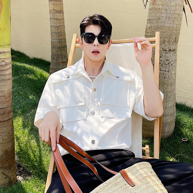 Men's Casual Shirts 2021 Summer Korean Trend Ins Large Pocket Design Short Sleeve Shirt Fashion Oversized Loose Tops, Black
Men's Casual Shirts 2021 Summer Korean Trend Ins Large Pocket Design Short Sleeve Shirt Fashion Oversized Loose Tops, Black