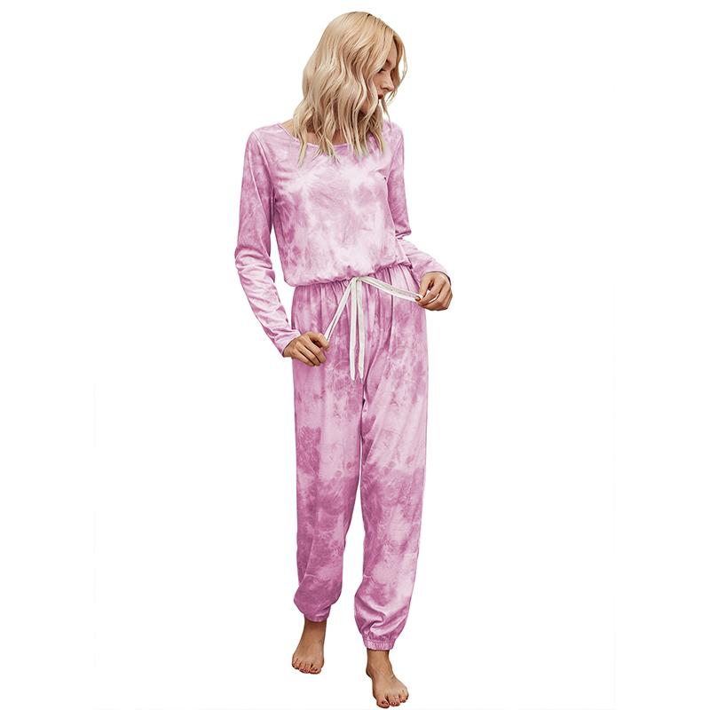 Women's Set 2021 Tie Dye Print Slim Fitted Sweatshirt Top And Long Pants Autumn Sleeve Women Two Piece Outfits Tracksuits
