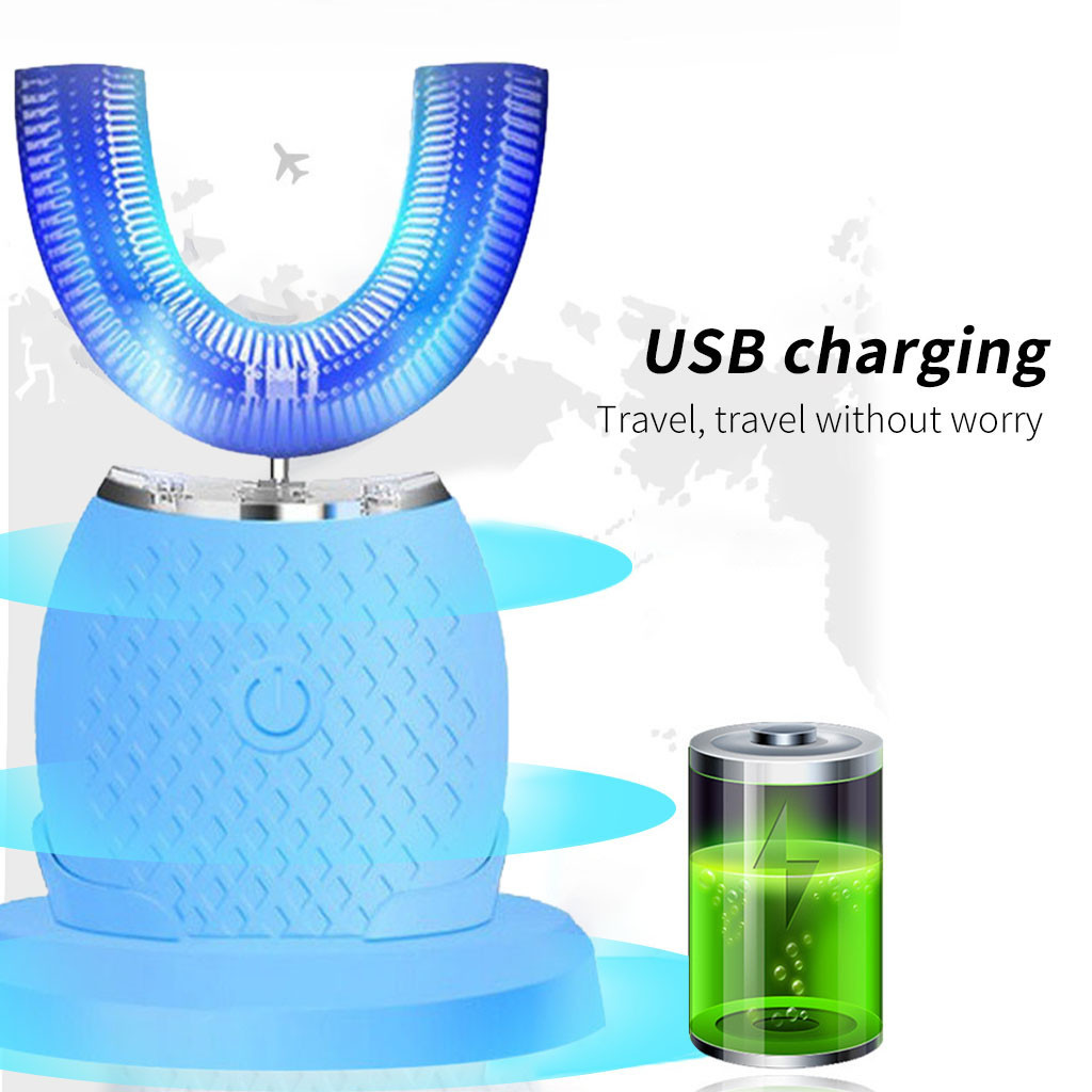 Bain sheath new electric toothbrush in the form of u-proof water silicone whitening blue teeth cleaner vibration frequency