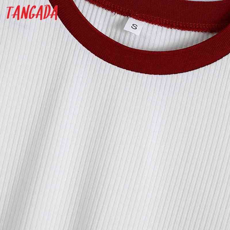 Women Fashion Patchwork White Strethy T Shirt Vintage O Neck Short Sleeve Female Top Tee Mujer BE504 210416
